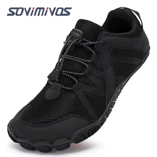 Sovimivos Barefoot Shoes Minimalist Trainers | Wide Toe Box Zero-Drop Shoes (Black)