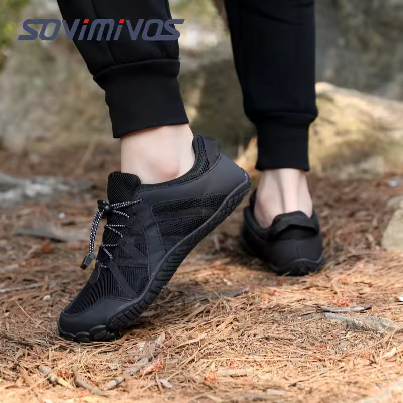 Sovimivos Barefoot Shoes Minimalist Trainers | Wide Toe Box Zero-Drop Shoes (Black)