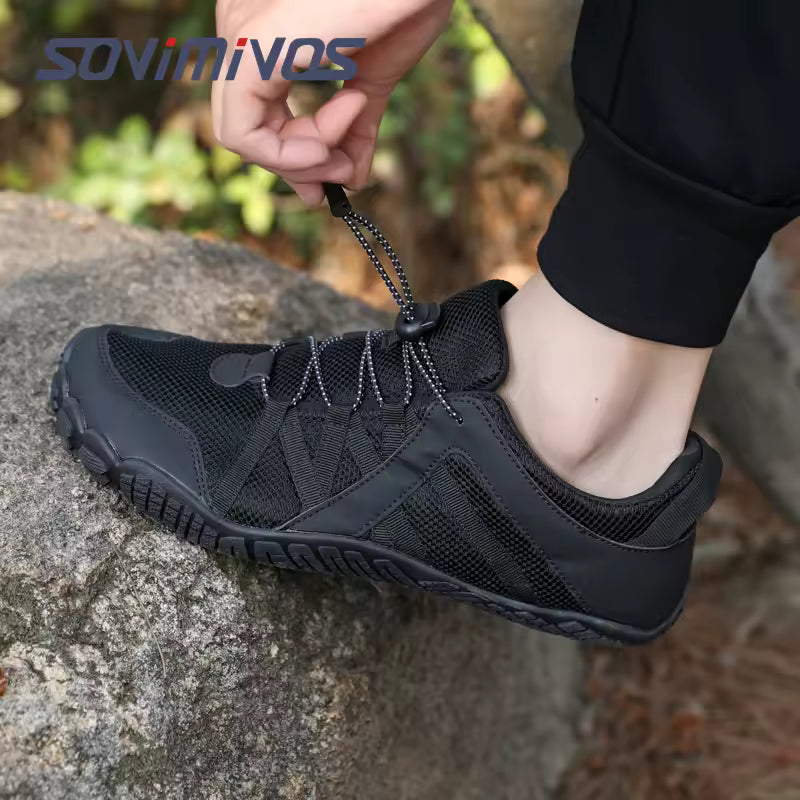 Sovimivos Barefoot Shoes Minimalist Trainers | Wide Toe Box Zero-Drop Shoes (Black)
